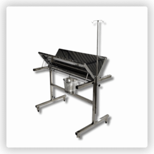 Mesa Veterinária Cirúrgica com Calha em Inox e Altura Regulável