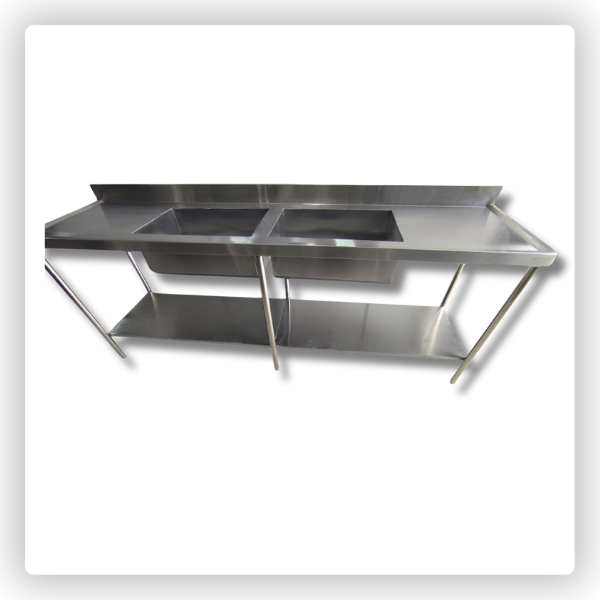 Pia de Inox 2,20m com Dois Bojos