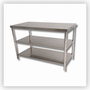 Bancada de Inox 1,10 m – com 2 Prateleiras Lisa/Gradeada