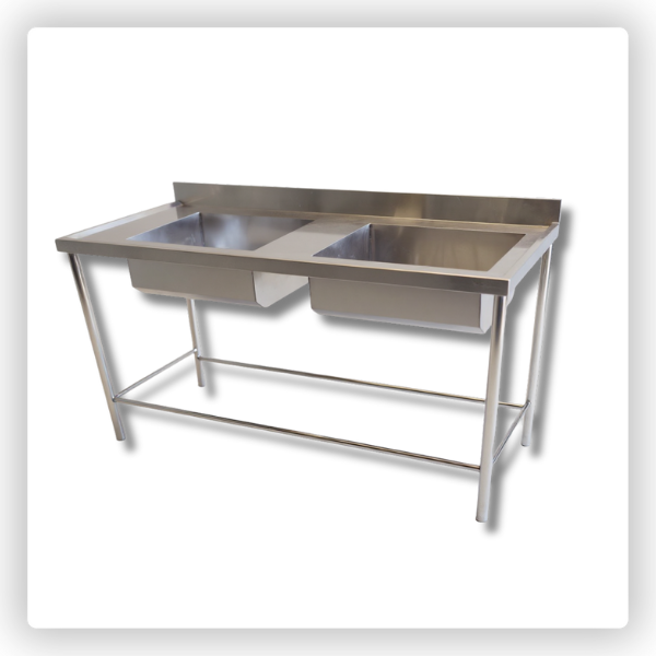 Pia de Inox 1,80m – 2 Bojos, Contraventada e Reforçada