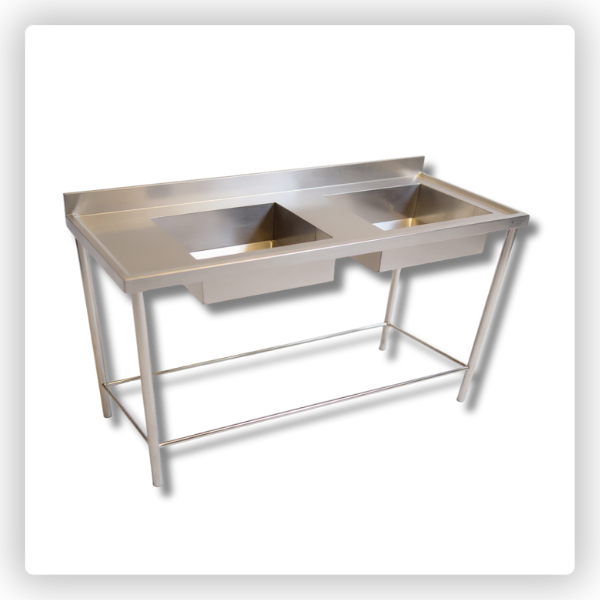 Pia de Inox 2,20 m – 2 Bojos, Contraventada e Resistente