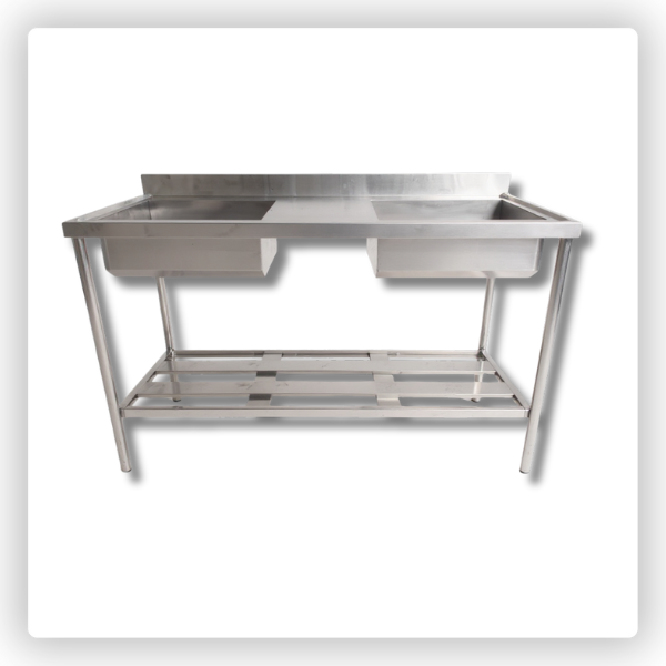 Pia de Inox com 2 Bojos 2,20m